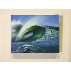 バリ絵画 風景画 稲刈り W53×H43 田園 L-6 アジアン ウブド アート