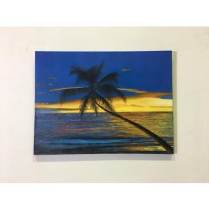 海の絵 ヤシの木 サンセット ビーチ 絵画 W80×H60cm D-6 (1165-6) 海 波 ア...