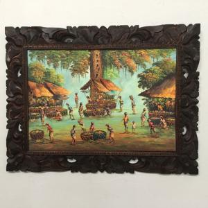 バリ絵画 ライステラス 棚田 田園風景 フレーム付 W63×H53cm バリ