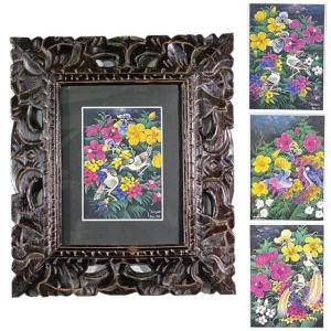 バリ絵画 ライステラス 棚田 田園風景 フレーム付 W63×H53cm バリ