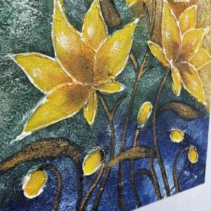 花の絵 黄色い花 W30×H40cm バリ絵画...の詳細画像1