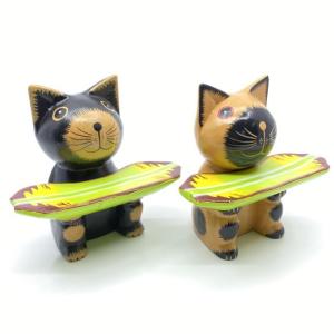 バンザイ皿持ちバリネコ アニマル 猫 置物 小物 バリ島 アジアン