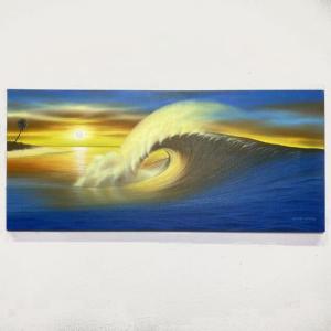 波の絵 windy作 W90×H40 海の絵 波 アート 有名画家 バリ絵画 バリ島 リゾート サーフィン｜kupukupu