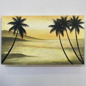海の絵 ヤシの木 サンセット ビーチ 絵画 W50×H40cm (1170-3) 海 波の