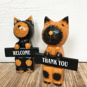 バンザイ皿持ちバリネコ アニマル 猫 置物 小物 バリ島 アジアン