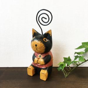 木彫り ビッグヘッド バリネコ 5色 M アニマル 猫 置物 小物 バリ島