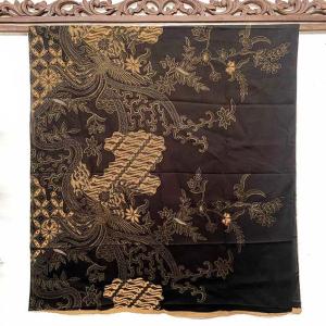 バティック マルチカバー 鳥 花 鳳凰 110×175 茶系 テーブルクロス