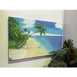 海の絵 ヤシの木 サンセット ビーチ 絵画 W50×H40cm (1170-3) 海 波の