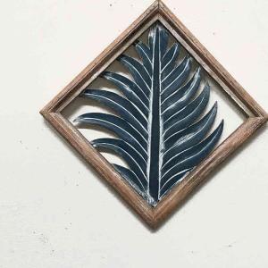 バリ島製 壁掛けレリーフ 木枠付きC ミディアムブラウン アジアン雑貨