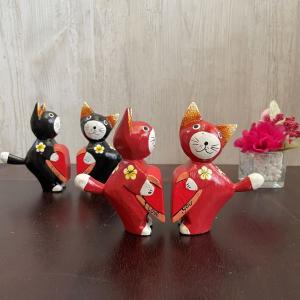 バンザイ皿持ちバリネコ アニマル 猫 置物 小物 バリ島 アジアン