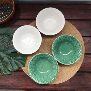 ジェンガラケラミック ボウルセット 2個1セット 深緑 茶碗 ペア