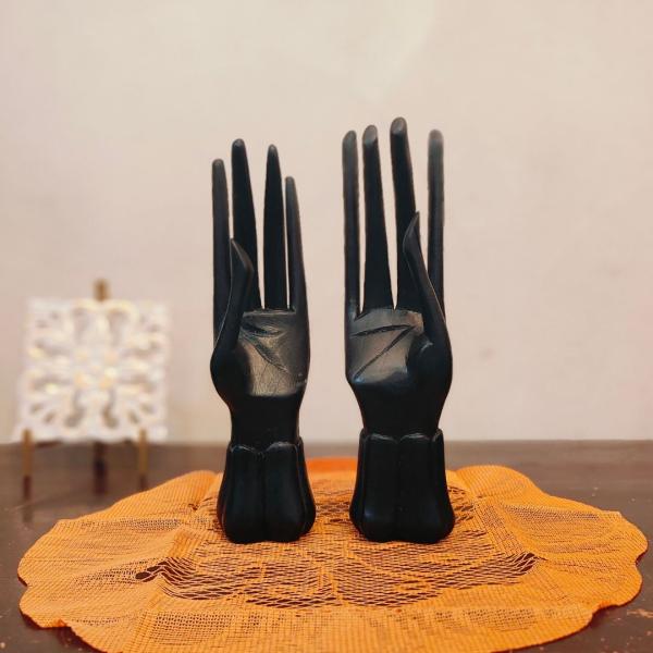 木製 ブッダハンド オブジェ アジアン雑貨 インテリア  スリム カードホルダー ブラック 黒 アク...