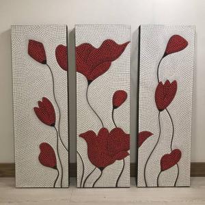 ドットアート 3連 ピンク系 D W120×H100 (1072) アートパネル モダン