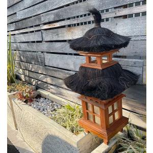燈篭 ストーンオブジェ パームリーフ パラス石 H50cm 灯籠 庭 おしゃれ