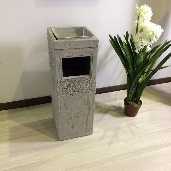 大型灰皿 H85cm グレー セメント 大型 ごみ箱付 店舗灰皿 庭 エクステリア アジアン