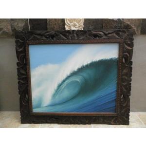 波の絵 海の絵 63×53cm J-3 海の絵画 波 アート バリ島の絵画