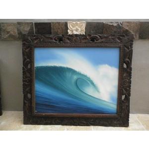 波の絵 海の絵 63×53cm J-3 海の絵画 波 アート バリ島の絵画