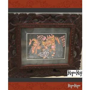 バリ島の絵画 バロン C ガラス付き W39cm×H33cm 壁掛け アジアン