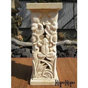 燈篭 ストーンオブジェ パームリーフ パラス石 H50cm 灯籠 庭 おしゃれ