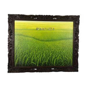 バリ絵画 ライステラス 棚田 田園風景 フレーム付 W63×H53cm バリ