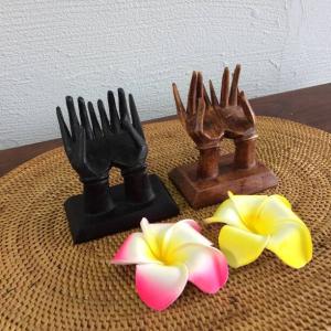 スリムブッダハンド 木製 オブジェ ゴールド カードホルダー アジアン
