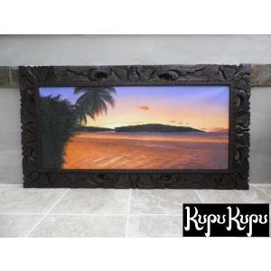 バリ絵画 稲刈り 風景画 W63cm×H33cm アジアン アート バリ ウブド