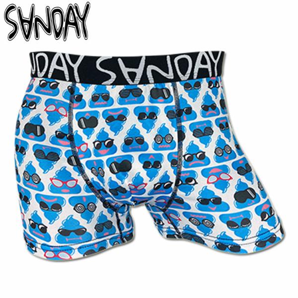 ボクサーパンツ SANDAY サンデイ SD-25 うんちメガネ水色 メンズ