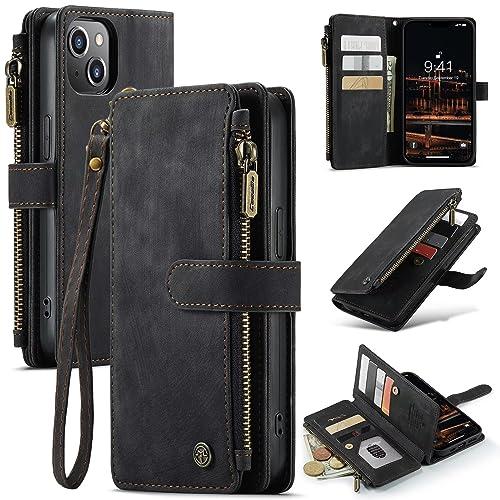 ジッパー付き iPhone 15 Pro Max ケース 財布 カード収納 大容量 多機能 ストラッ...