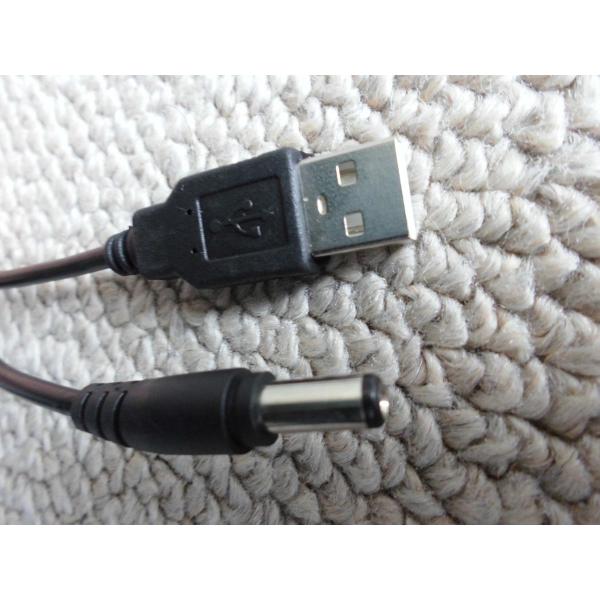 USB(A) - DCプラグ (内外径2.1/5.5mm センタープラス) 80cm電源ケーブル