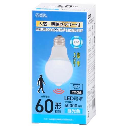 オームOHM LED電球 E26 60形相当 人感・明暗センサー付き 昼光色 890ルーメン 7.2...