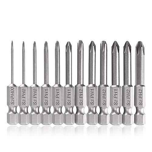 Saipor 12ピース 磁気クロスヘッドドライバービット 6.35mm1/4 六角軸 S2鋼 電動...