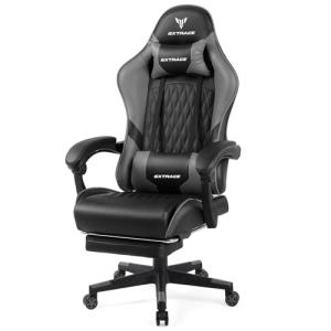 GXTRACE ゲーミングチェア ゲームチェア グレー オフィスチェア デスクチェア パソコンチェア 椅子 オットマン リクライニング GRAY
