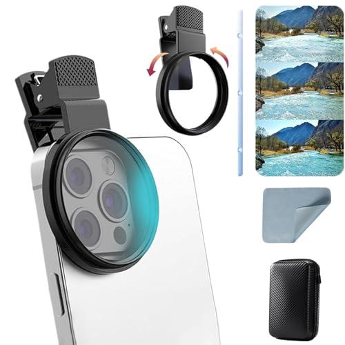 Growalleter スマホ 偏光レンズ 52mm円偏光 CPLフィルター スマホ用グリップ付き ...