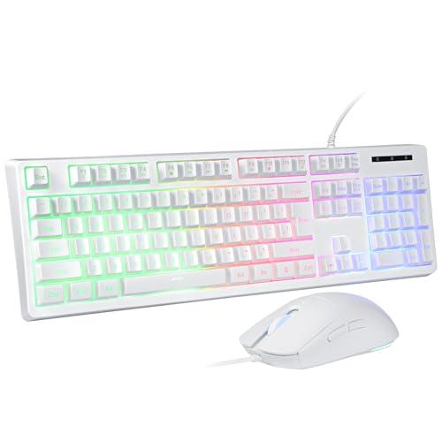 HUO JI ゲーミングキーボード＆マウスセット USB有線 メンブレンキーボード メカニカル風打鍵...