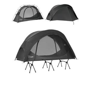 VIDALIDO ソロテント 1-2人用 キャンプテント 自立式 コットテント TC 通気 防風 軽量 簡易テント 2点セット カーキー（インナ