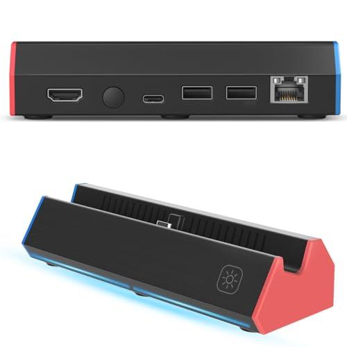 Switch用LANポート付きドック スイッチ充電スタンド PD急速充電対応 HDMI変換/TVモー...
