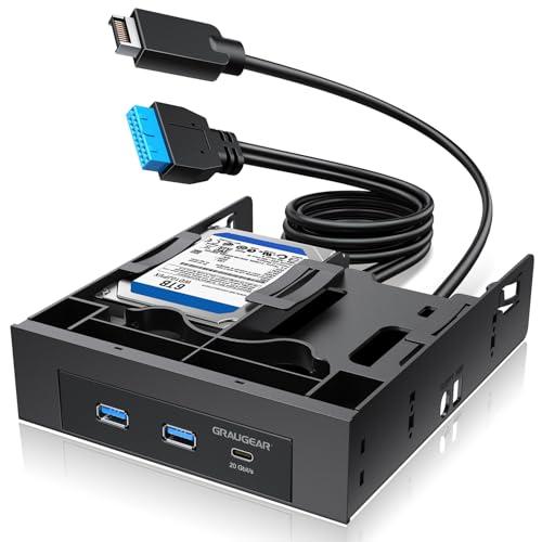 GRAUGEAR 5.25インチ 内蔵USBハブフロントパネル USB-C 20Gbps＋USB-A...