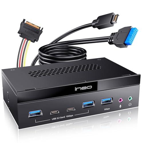 ineo 5.25 インチ PC マルチ フロント パネル USB 3.2 Gen2 ハブ コンピュ...