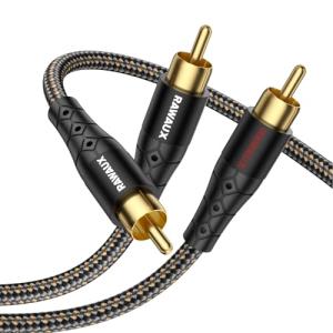 ステレオケーブル  オス ケーブル - オス 24K 金メッキ銅コネクタ 3.5mmステレオミニプラグ(オス)-RCAプラグ(オス)オーディオケーブル