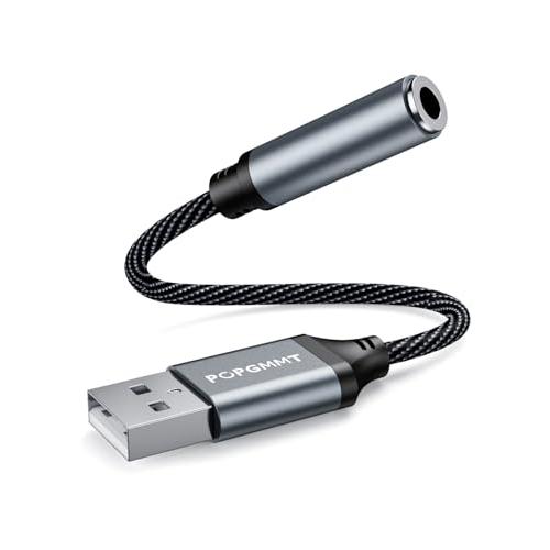 USB オーディオ 変換アダプタ 外付け サウンドカード USB-3.5mm オーディオケーブル 4...