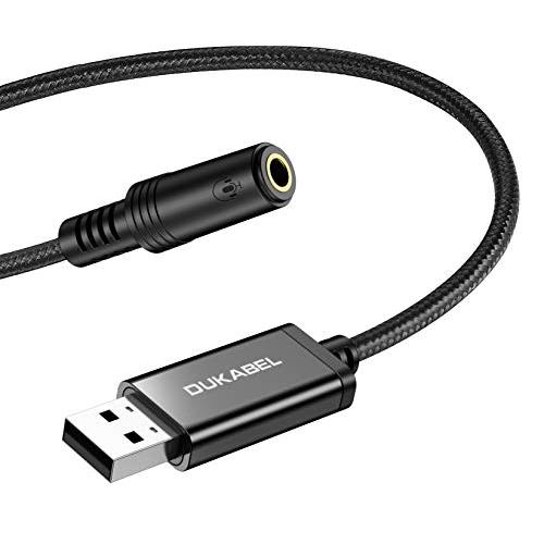 DuKabel 25cm USB外付け サウンドカード オーディオ 変換アダプタ 4極（TRRS）3...