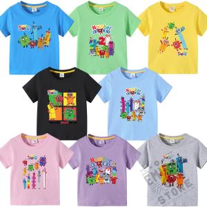 【多色・多柄】春夏新作 子供服 半袖Tシャツ ナンバーブロックス 100%綿 ラウンドネック 丸首 男の子 女の子 子ども服 小学生から幼稚園児に最適 80-150cm