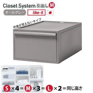 クローゼットシステム 引出し M 収納ボックス 軽量 日本製 プラスチック スタッキング ライクイット like-it CS-D2 オールグレー 北欧