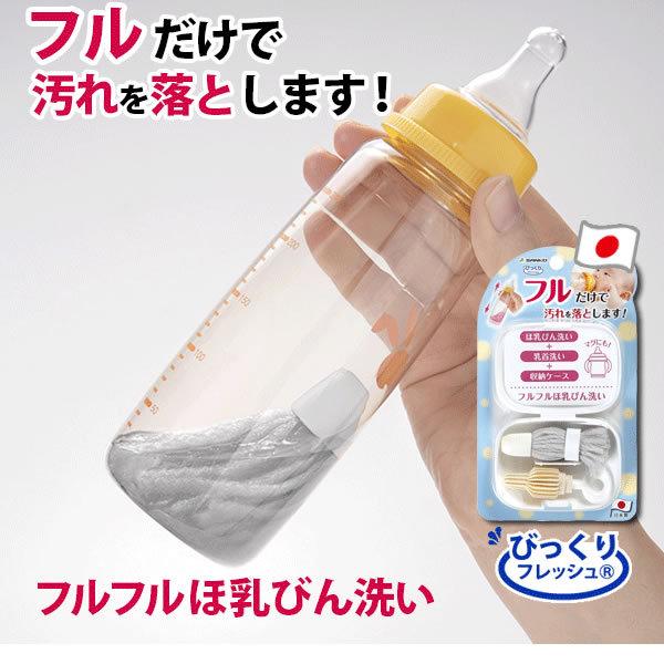 びっくりフルフルほ乳びん洗い サンコー 日本製 哺乳瓶洗い 乳首洗い 手のひらサイズ 水で洗浄 グレ...