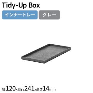 タイディアップボックス T2412 インナートレー グレー ライクイット 日本製 収納ケース フタ ふた 蓋 仕切り トレー デスク 文房具 小物 シック 灰色 TD-03｜kurashi-arl