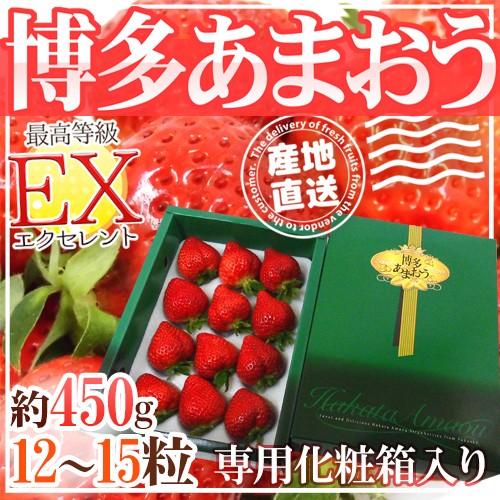福岡産いちご ”博多あまおう” 最高等級EX（エクセレント） ギフト専用化粧箱入り 12〜15粒 約...