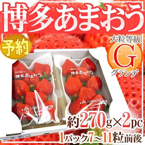 福岡産 博多 ”あまおういちご” 等級G（グランデ） 1箱 2パック入り（1パック約270g）【予約...