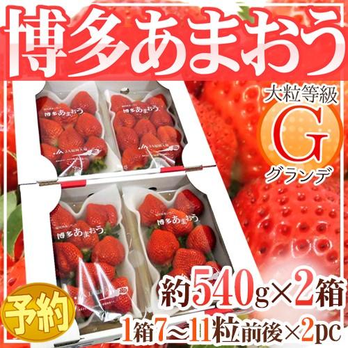 福岡産 博多 ”あまおういちご” 等級G（グランデ） 2箱 4パック入り（1パック約270g）【予約...