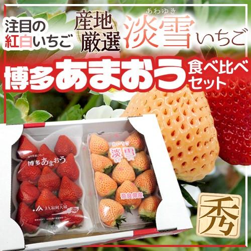 ”白いちご 淡雪いちご＋博多あまおう 食べ比べセット” 2pc【予約 12月〜1月以降】 送料無料