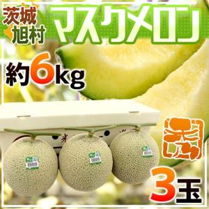 メロン 茨城県 旭村 ”温室マスクメロン” 秀品 超大玉3玉 約6kg【予約 7月末以降】 送料無料